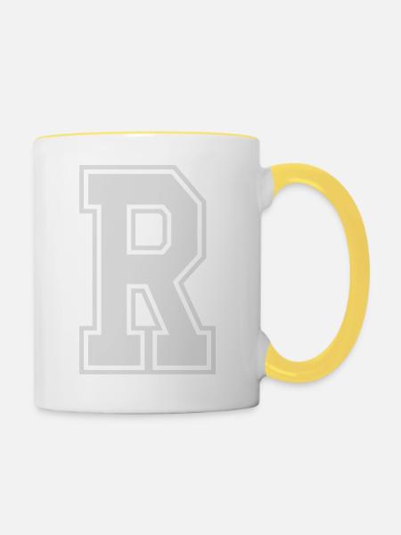 Buchstabe R - Tasse zweifarbig - Weiß/Gelb