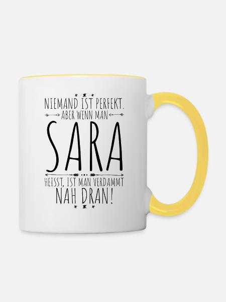 Sara perfekt - Tasse zweifarbig - Weiß/Gelb