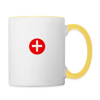 Therapie Schweiz - Urlaub Geschenk Zürich Genf - Tasse zweifarbig - Weiß/Gelb - Rechts