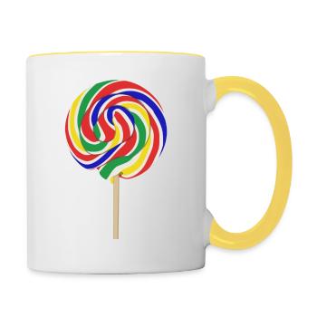 Colorful lollipop with stalk - Contrasting Mug - white/yellow - Right