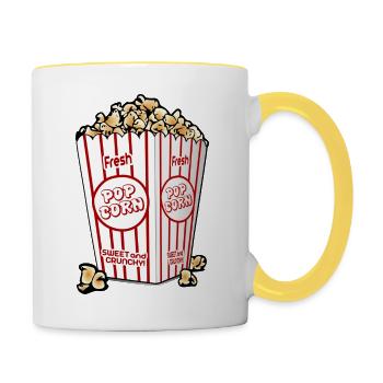 Frisches Popcorn - Tasse zweifarbig - Weiß/Gelb - Rechts