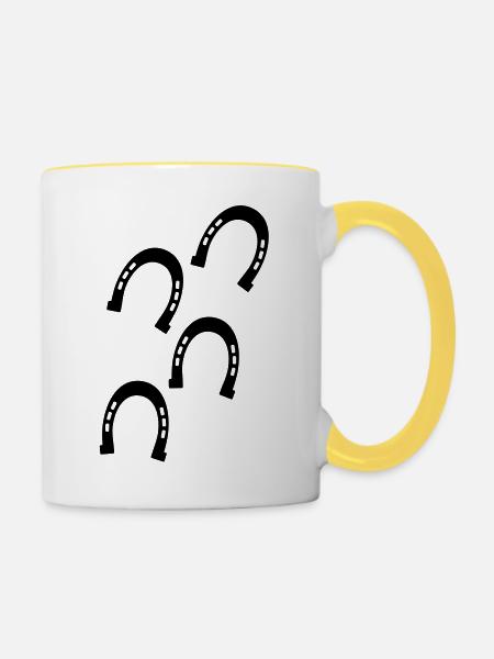 Pferden-Hufe - Tasse zweifarbig - Weiß/Gelb