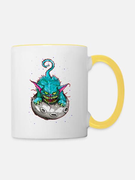SPACE CAT - Tasse zweifarbig - Weiß/Gelb