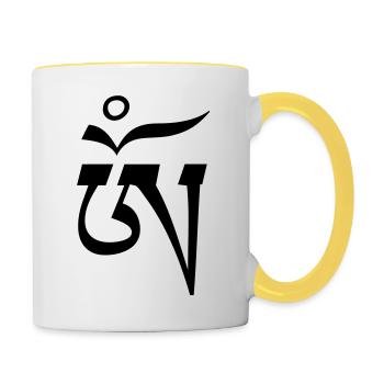 Aum OM tibétain 1c - Mug contrasté - blanc/jaune - Droite