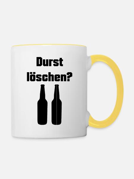Durst löschen Design - Tasse zweifarbig - Weiß/Gelb