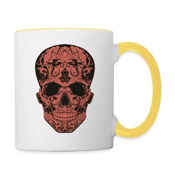 tete de mort mexicaine skull dragon tribal crane m - Mug contrasté - blanc/jaune - Droite