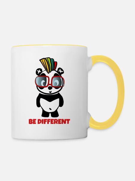 Be Different - Crazy Pandabear - Tasse zweifarbig - Weiß/Gelb