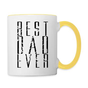cracks scratch cool text dad best ever love papa b - Contrasting Mug - white/yellow - Right