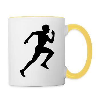 Runner Silhouette - Tasse zweifarbig - Weiß/Gelb - Rechts