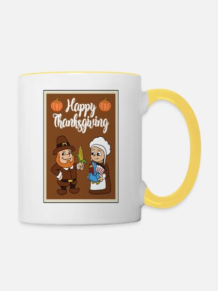 Thanksgiving Truthahn Pute Erntedankfest - Tasse zweifarbig - Weiß/Gelb