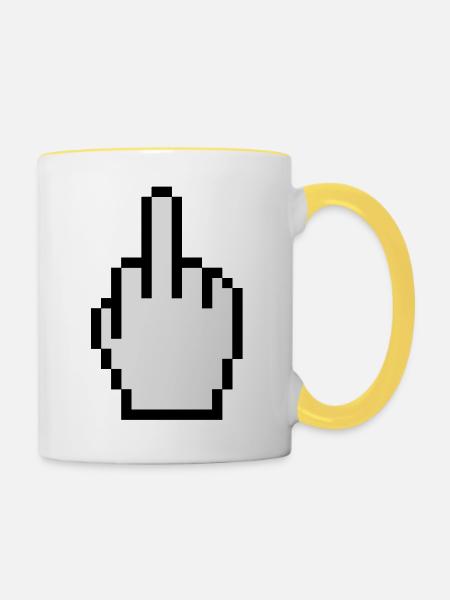 Finger-Gruß - Tasse zweifarbig - Weiß/Gelb