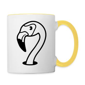 face head hole floor flamingo clip-art comic car - Contrasting Mug - white/yellow - Right