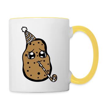 alleine einsam gesicht suess niedlich kleine gebur - Tasse zweifarbig - Weiß/Gelb - Rechts