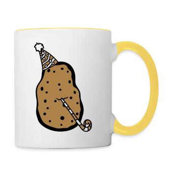 birthday potato party celebrate hat troete fun - Contrasting Mug - white/yellow - Right