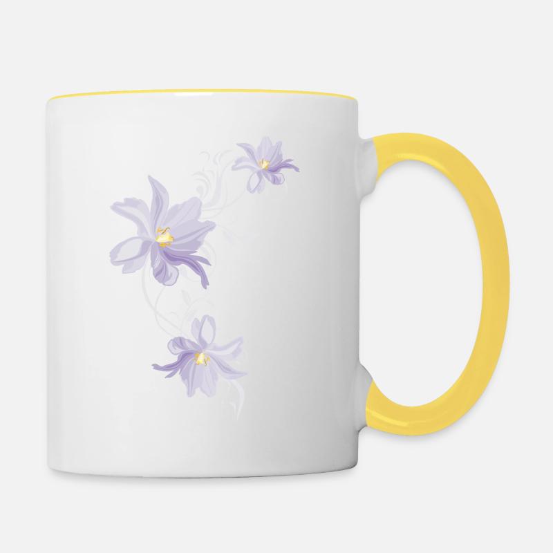 Lilac tulips - Contrasting Mug - white/yellow
