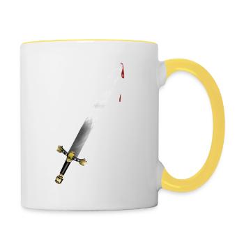 Schwert mit Blut - Tasse zweifarbig - Weiß/Gelb - Rechts