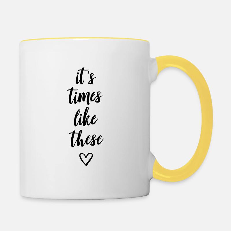 C'est des temps comme une thèse - Mug contrasté - blanc/jaune