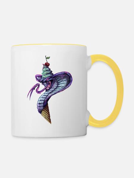 Blue-Snakeice - Tasse zweifarbig - Weiß/Gelb