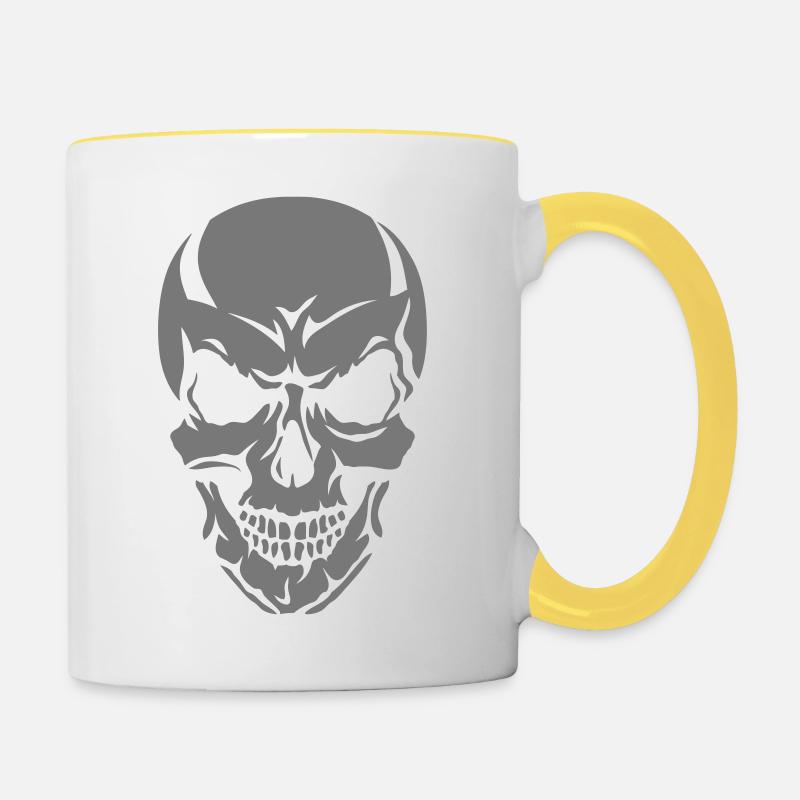 skull skull halloween - Contrasting Mug - white/yellow