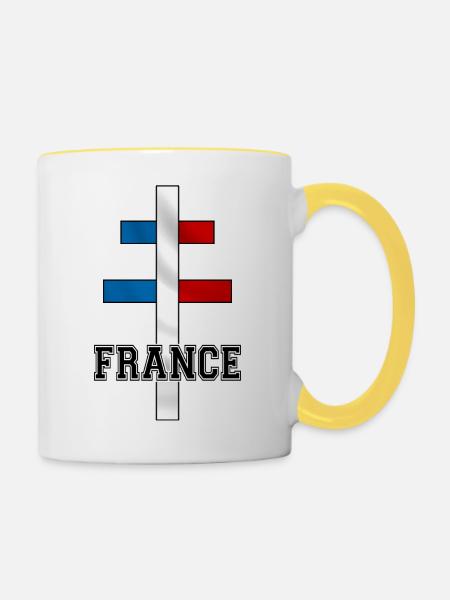 Lothringer Kreuz 02 - Tasse zweifarbig - Weiß/Gelb