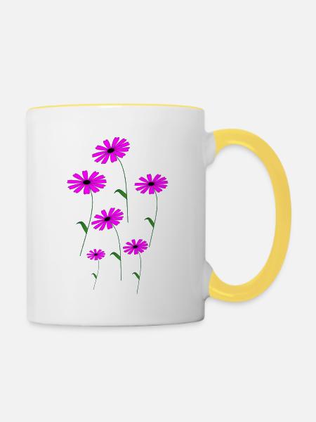 Frühling, Spring. - Tasse zweifarbig - Weiß/Gelb