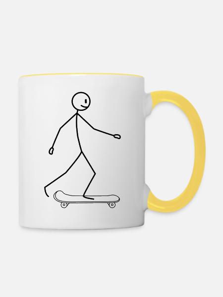 Skateboard - Tasse zweifarbig - Weiß/Gelb