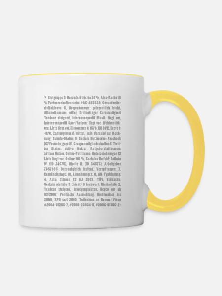 Datensatz - Tasse zweifarbig - Weiß/Gelb