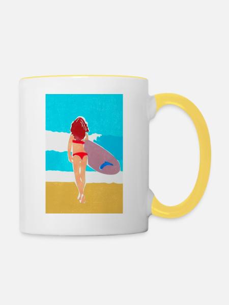gone surfing - Tasse zweifarbig - Weiß/Gelb