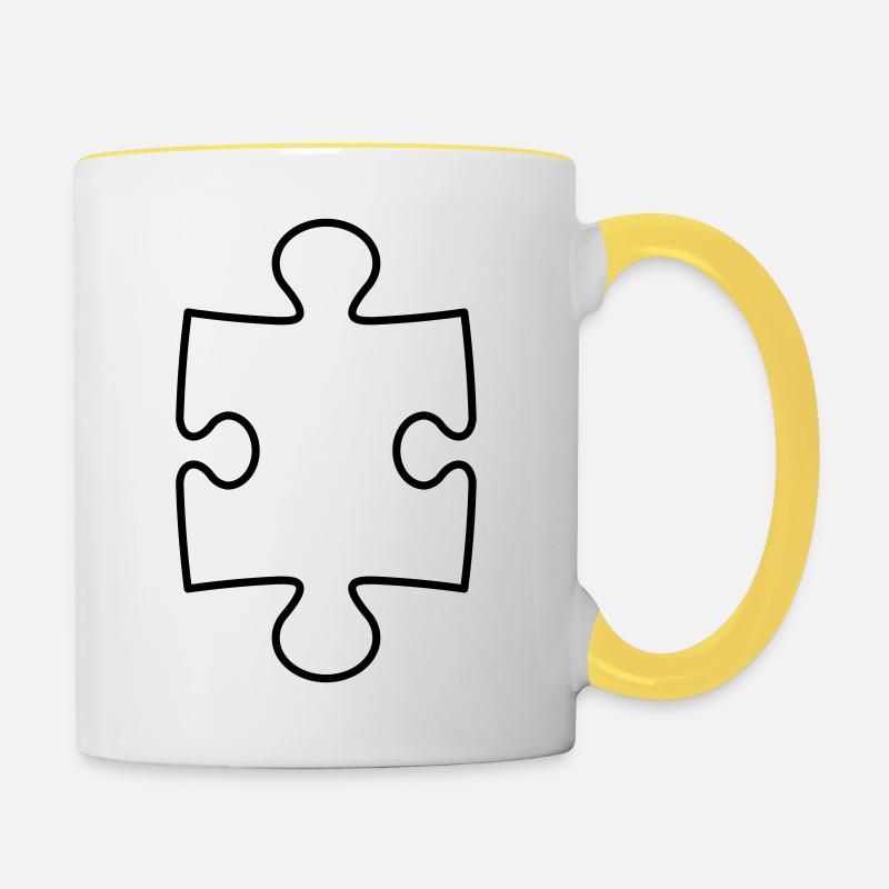 kontur puzzle teil puzzlespiel puzzleteil puzzlest - Tasse zweifarbig - Weiß/Gelb