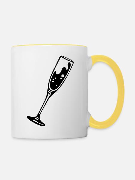 sektglas2 - Tasse zweifarbig - Weiß/Gelb