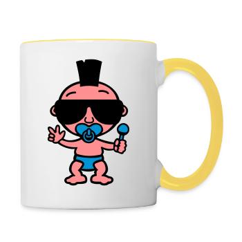 Punk de bébé - Mug contrasté - blanc/jaune - Droite