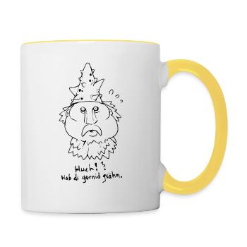 Tête de cactus peur - Mug contrasté - blanc/jaune - Droite