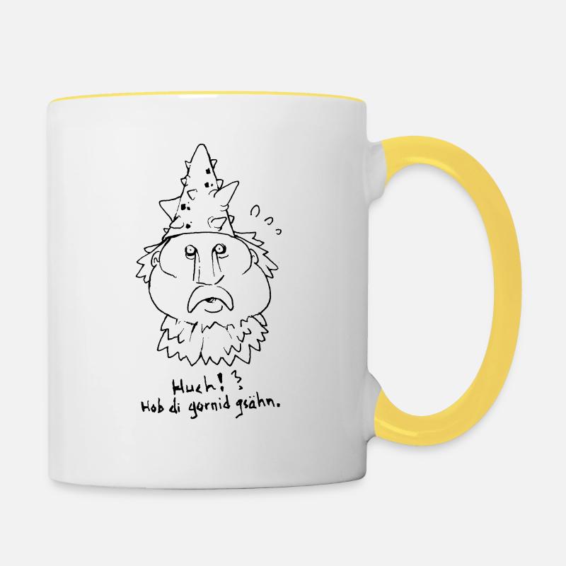 Scared cactus head - Contrasting Mug - white/yellow