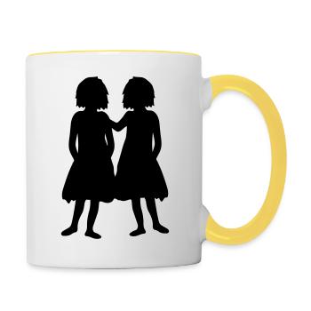twins sisters 2 friends best friends t - Contrasting Mug - white/yellow - Right