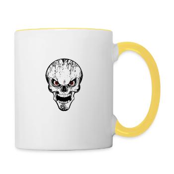 skull grunge style 02 - Tasse zweifarbig - Weiß/Gelb - Rechts