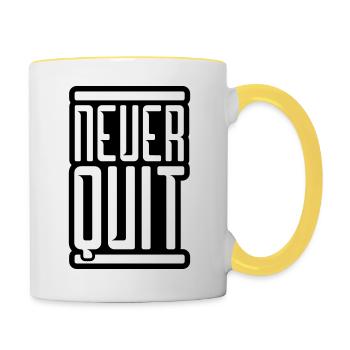 logo never quit sport rote balken gewinner sieger - Tasse zweifarbig - Weiß/Gelb - Rechts