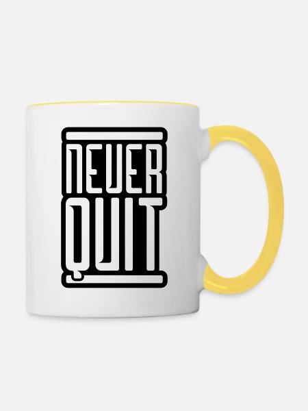 logo ne quitte jamais le sport vainqueur de la barre rouge - Mug contrasté - blanc/jaune