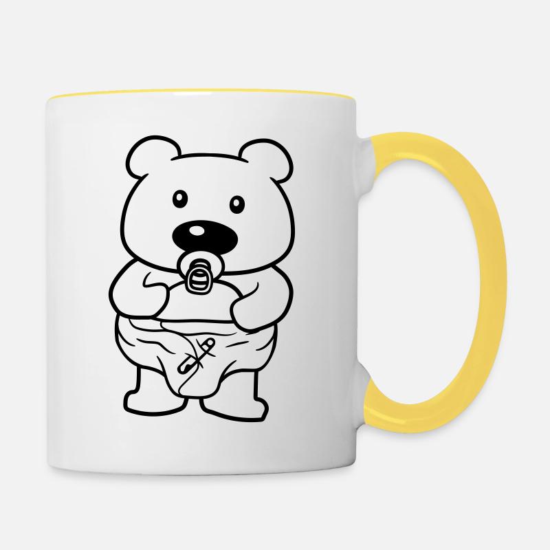 schnuller baby teddy windel stehender suesser klei - Tasse zweifarbig - Weiß/Gelb