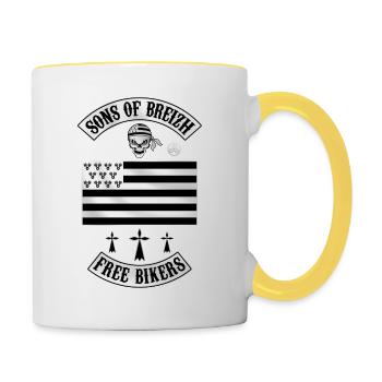 breizh bikers - Mug contrasté - blanc/jaune - Droite