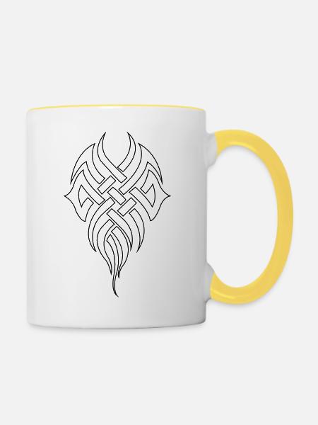 tribal_01 - Tasse zweifarbig - Weiß/Gelb