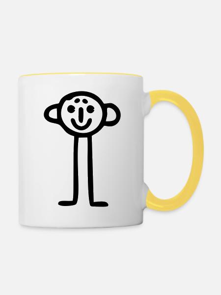 Strichmännchen einfach - Tasse zweifarbig - Weiß/Gelb