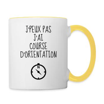 Orienteering / Orienteer / Orientierungslauf - Tasse zweifarbig - Weiß/Gelb - Rechts