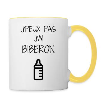 puéricultrice / puériculture / enfant / bébé - Mug contrasté - blanc/jaune - Droite
