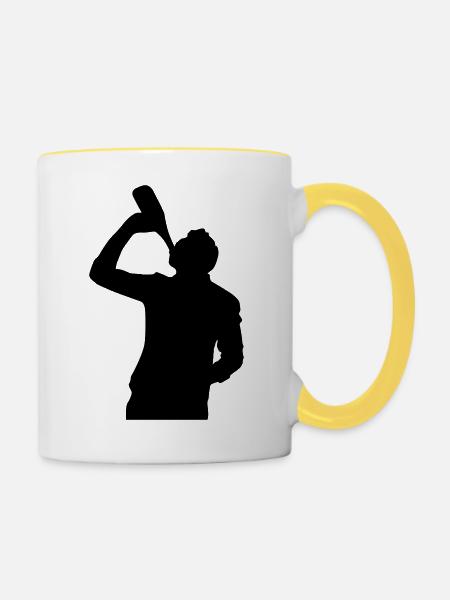 drinking boy - Tasse zweifarbig - Weiß/Gelb