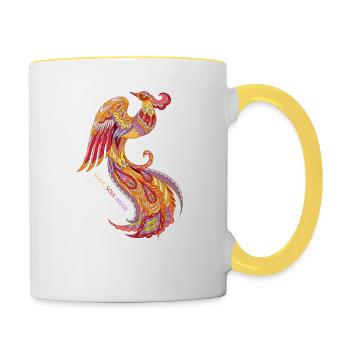 Firebird Rarog slavic phoenix - Contrasting Mug - white/yellow - Right