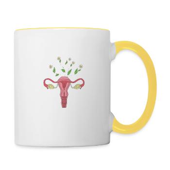 Flower Power Vagina - Tasse zweifarbig - Weiß/Gelb - Rechts