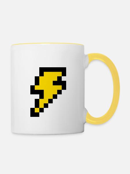 Pixel Lightning - Tasse zweifarbig - Weiß/Gelb