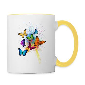 Schmetterling Butterfly Tier Animal Color Splash - Contrasting Mug - white/yellow - Right