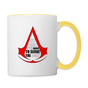 AC Nous travaillons dans le noir pour servir la lumière - Mug contrasté - blanc/jaune - Droite