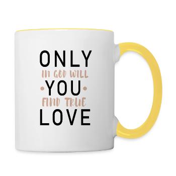 Baptism gift god quote - Contrasting Mug - white/yellow - Right